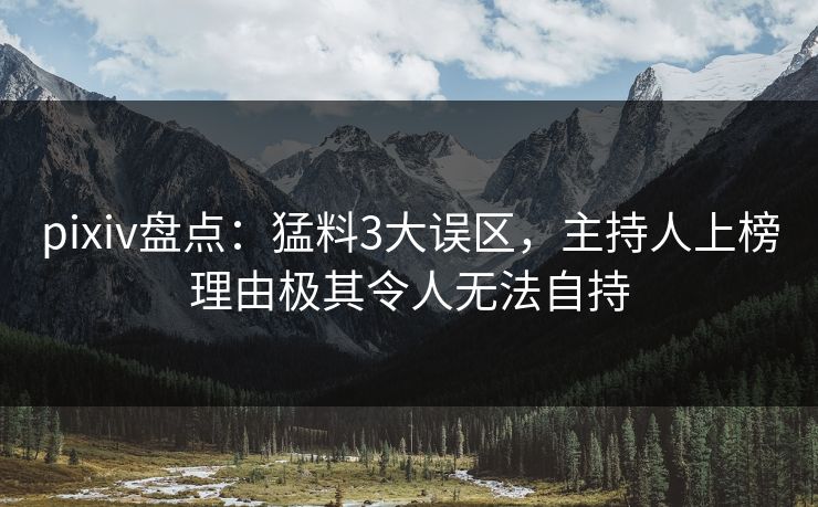 pixiv盘点:猛料3大误区,主持人上榜理由极其令人无法自持 pixiv盘点:猛料3大误区,主持人上榜理由极其令人无法自持