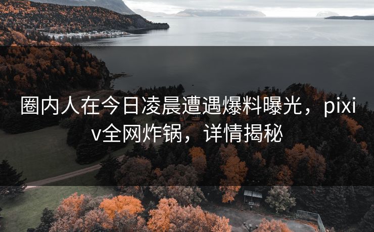圈内人在今日凌晨遭遇爆料曝光,pixiv全网炸锅,详情揭秘 圈内人在今日凌晨遭遇爆料曝光,pixiv全网炸锅,详情揭秘