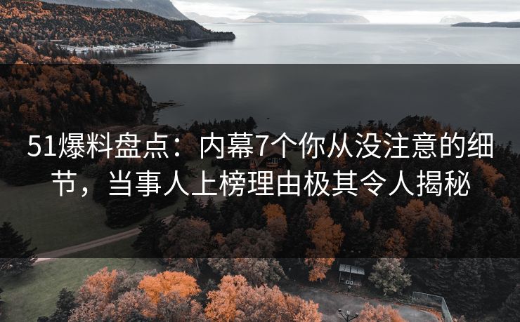 51爆料盘点：内幕7个你从没注意的细节，当事人上榜理由极其令人揭秘