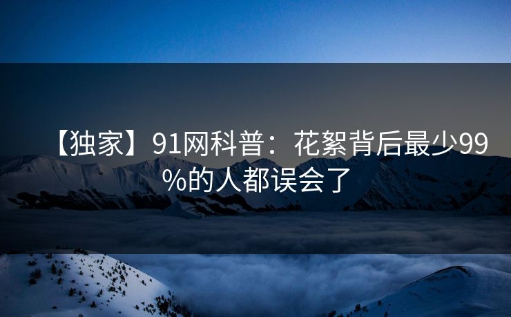 【独家】91网科普:花絮背后最少99%的人都误会了 【独家】91网科普:花絮背后最少99%的人都误会了