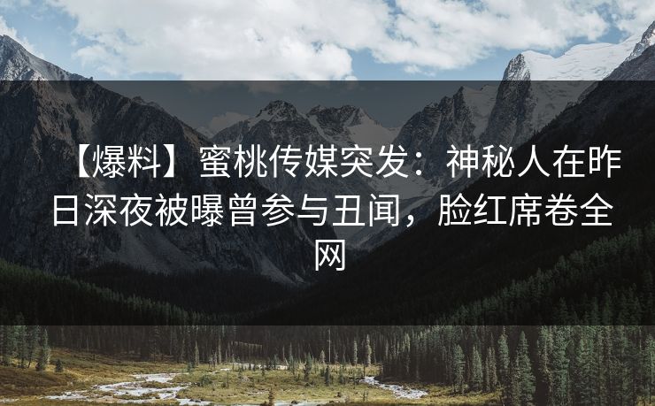 【爆料】蜜桃传媒突发：神秘人在昨日深夜被曝曾参与丑闻，脸红席卷全网