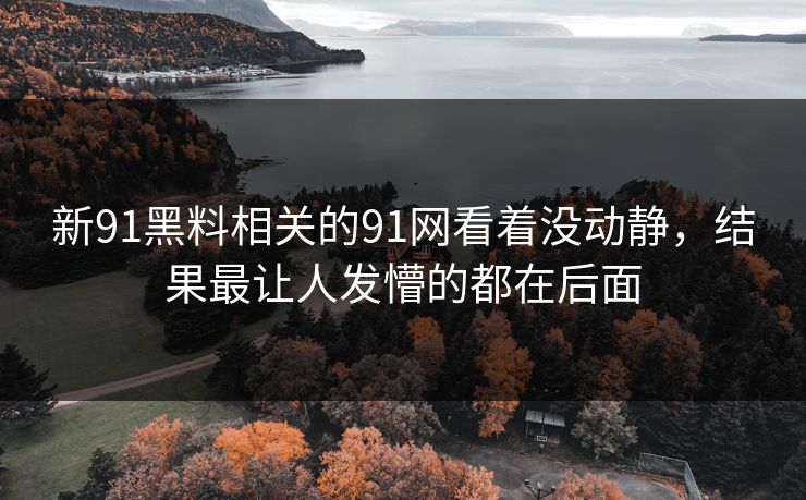 新91黑料相关的91网看着没动静,结果最让人发懵的都在后面 新91黑料相关的91网看着没动静,结果最让人发懵的都在后面